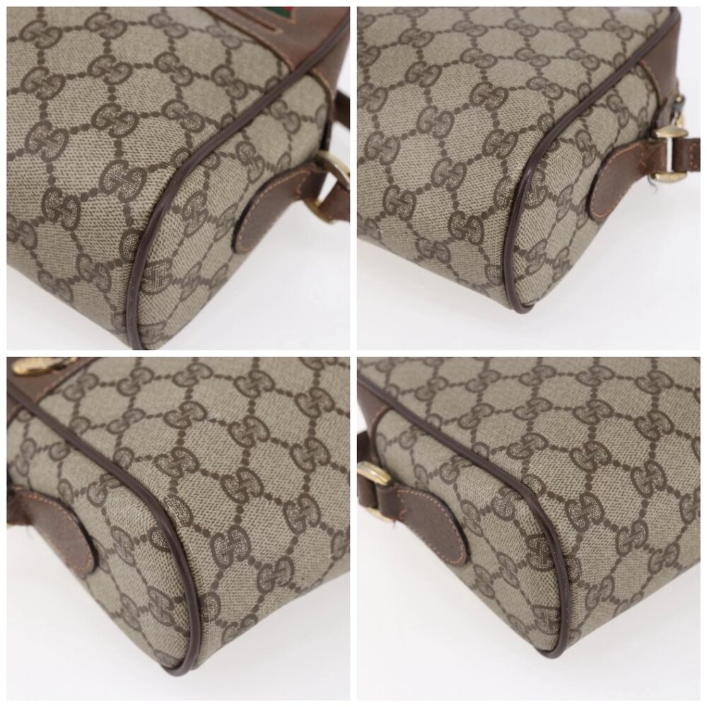 GUCCI GG Supreme Web Sherry Line Shoulder Bag PVC Beige Red Green Auth 97406 - Picture 15 of 16